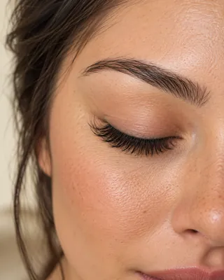 AI-generated lash portfolio concept showing a natural wispy set